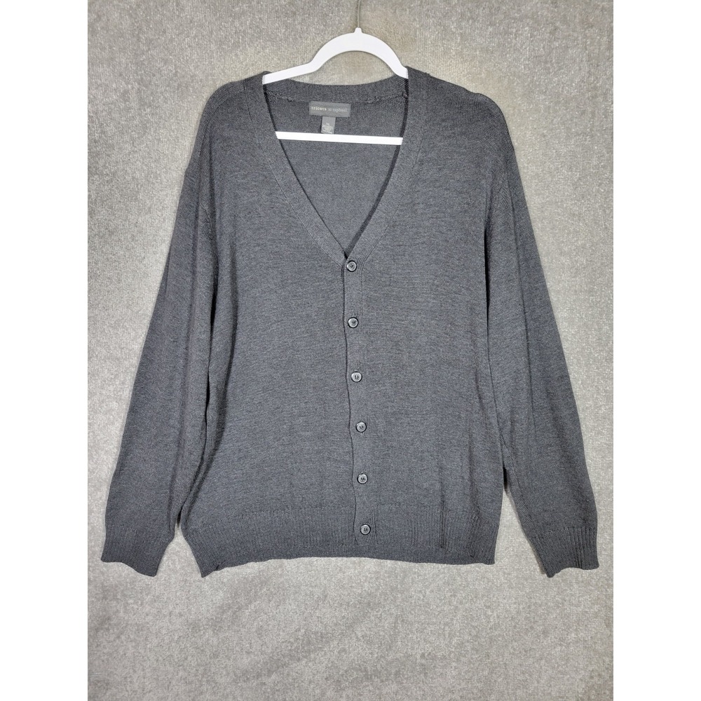 Tricots St Raphael Cardigan Sweater Mens Size XL Gray Long Sleeve Button Up